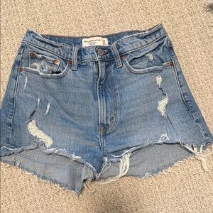 Abercrombie & Fitch Women's Light Blue Distressed Jean Shorts